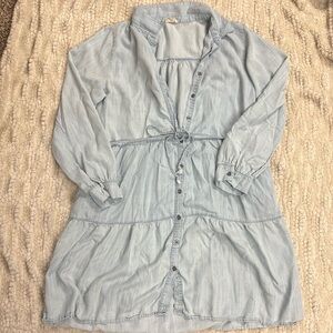 Denim Chambray Dress Light Wash Button Front